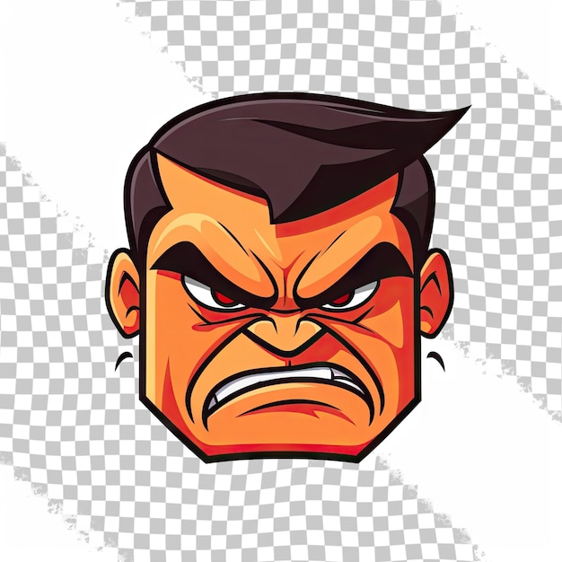 PSD angry cartoon face icon vector illustration graphic design isolated on transparent background