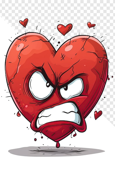 PSD angry cartoon heart illustration transparent backgroundpsd