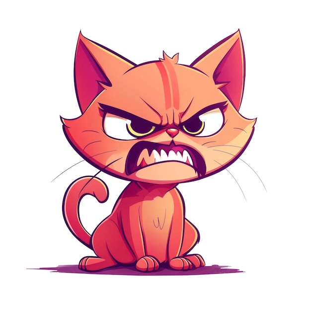 PSD angry crazy cat illustration