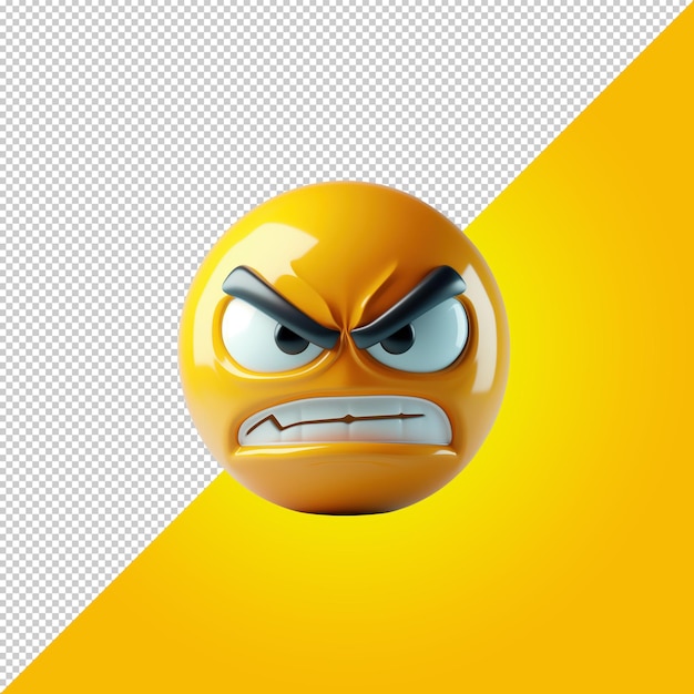 PSD angry emoji isolated on transparent background