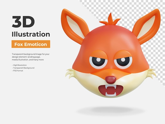 angry fox emoticon 3d illustration