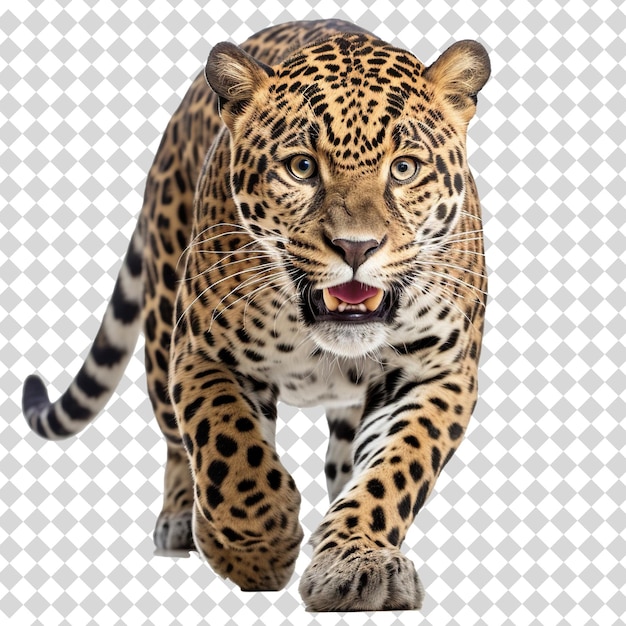 Angry leopard Isolated on transparent background PSD file format