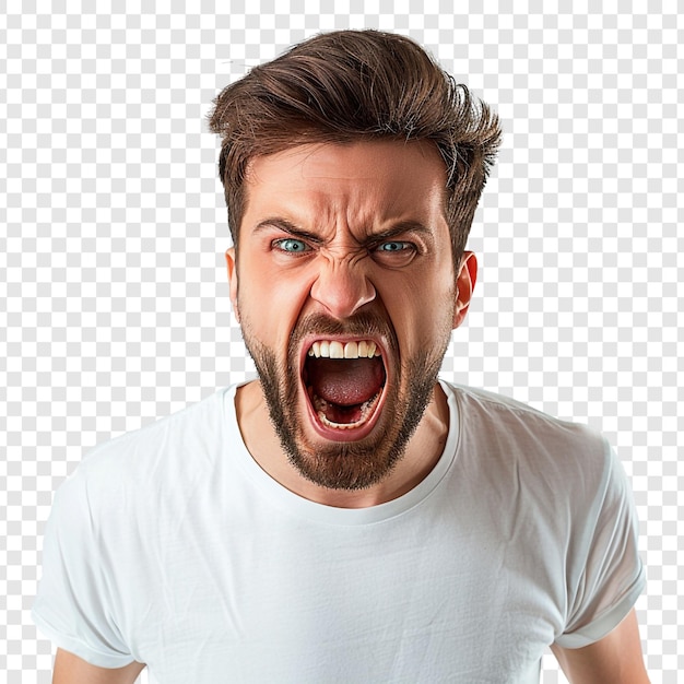 PSD angry man shouting portrait