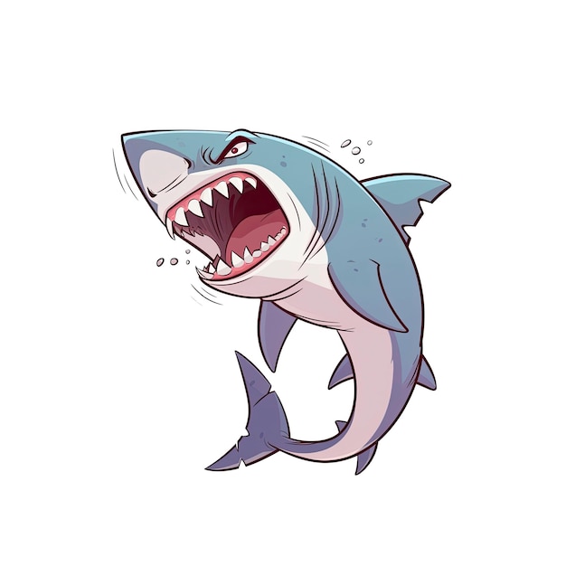 PSD angry shark cartoon its jaws clenched cartoon illustration