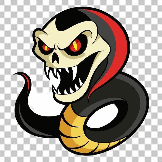 Angry skull snake on white background