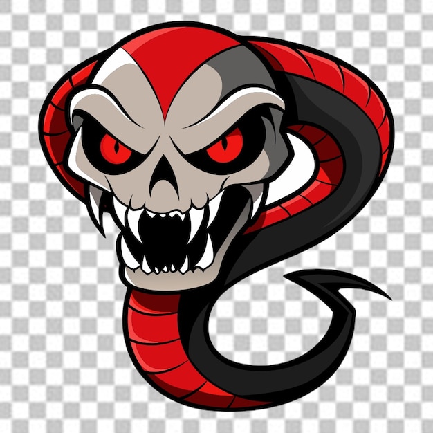 PSD angry skull snake on white background