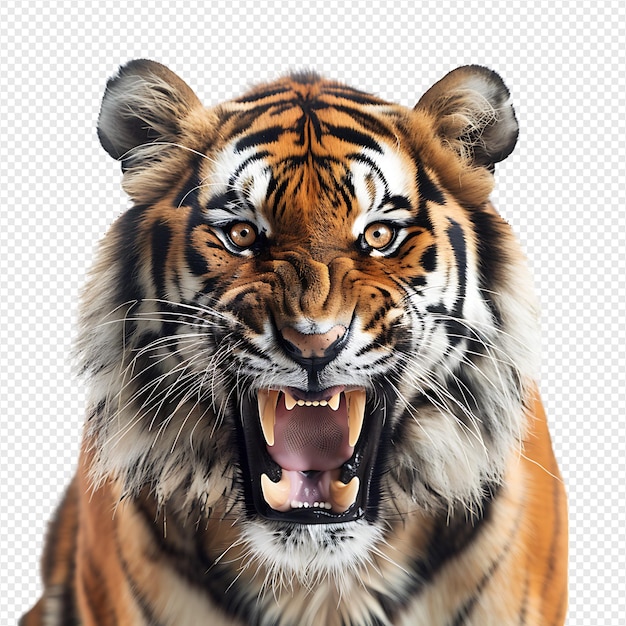 Angry Tiger on isolated transparent background