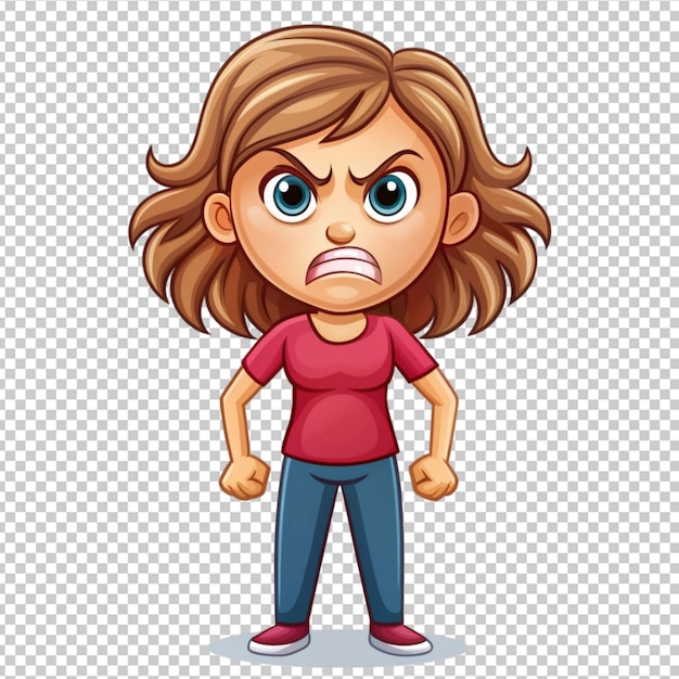 PSD angry woman cartoon character vector on transparent background