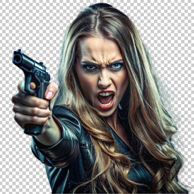 angry woman with a gun