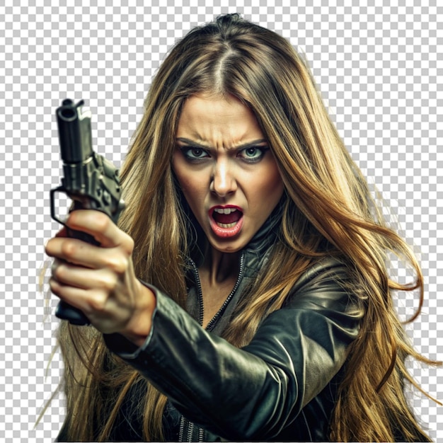 angry woman with a gun