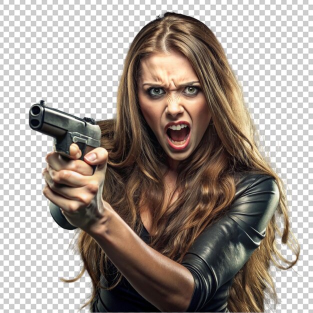 angry woman with a gun