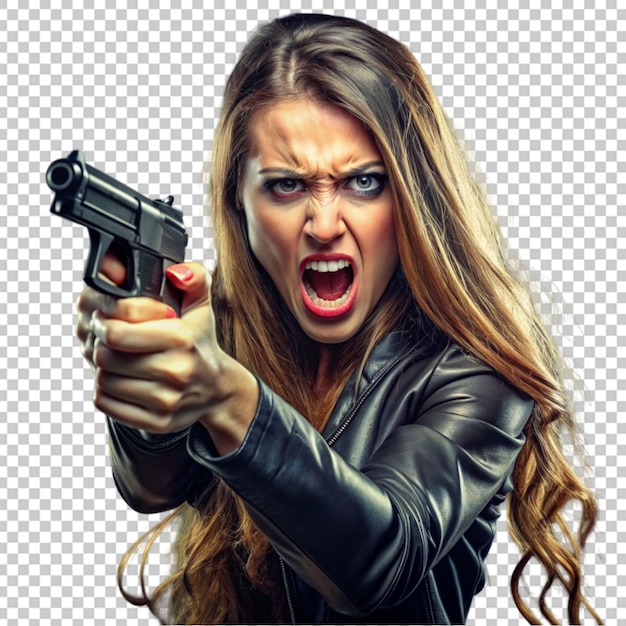 angry woman with a gun