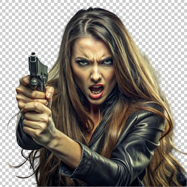 PSD angry woman with a gun