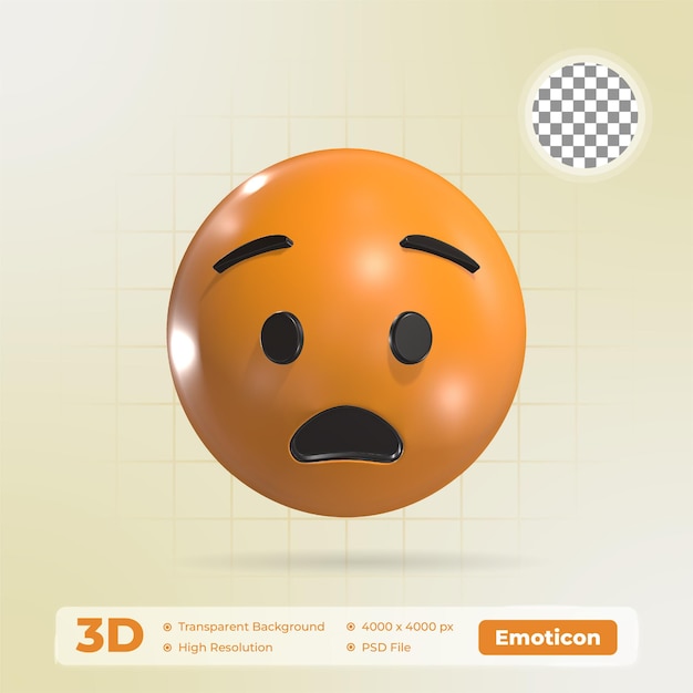 Anguished Face 3D Emoticon Icon