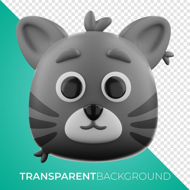 Animal cat icon 3d rendering on isolated background PNG