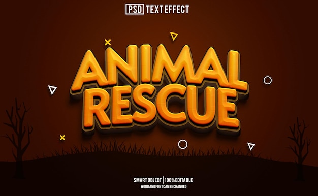 PSD animal rescue text effect font editable typography 3d text