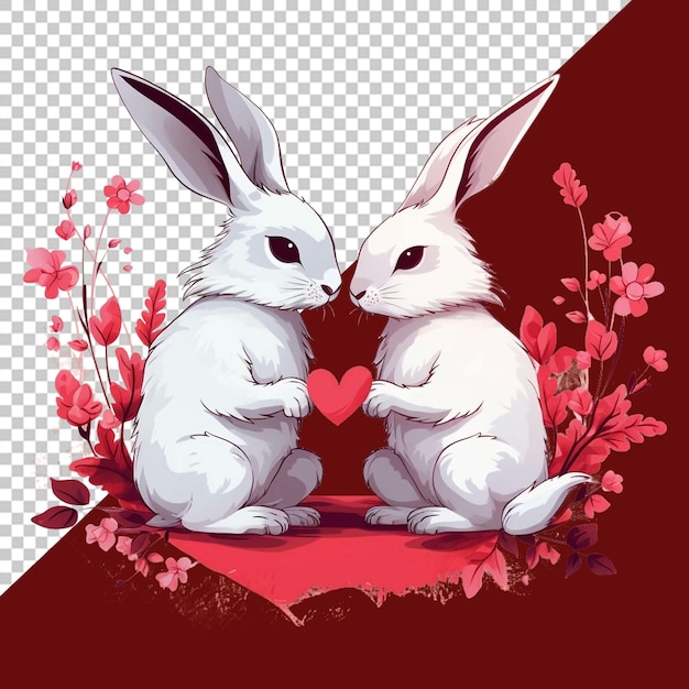 Animals Celebrating Valentine39s Day PNG Illustration