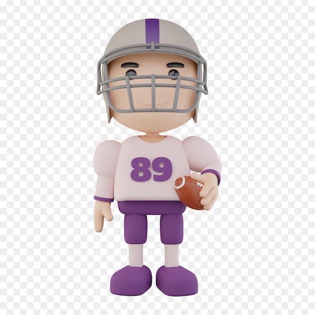 PSD animated 3d character of an american football player