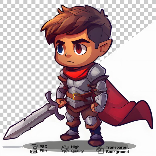 PSD animated character holding sword illustration