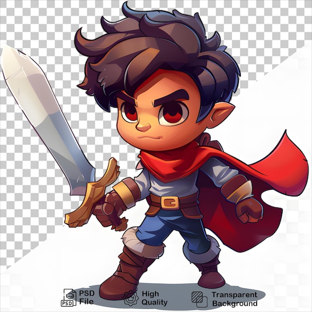 PSD animated character holding sword illustration