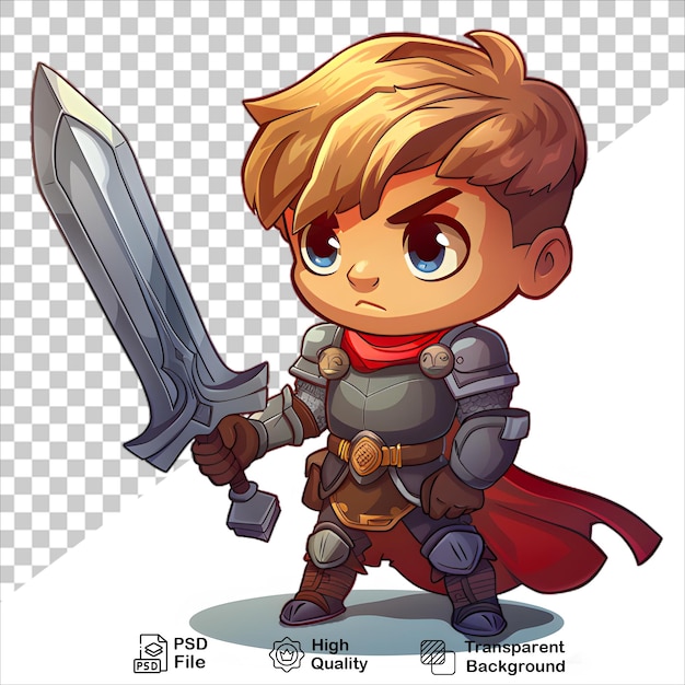 PSD animated character holding sword illustration