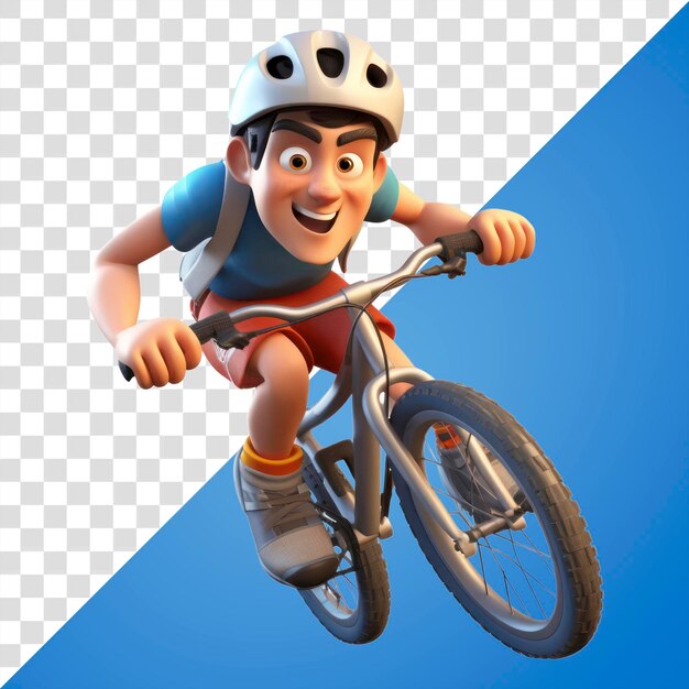 Animated cyclist character riding bike