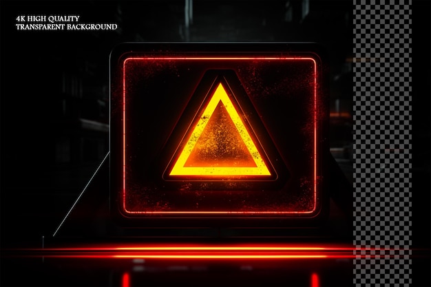 An animated digital artwork featuring the warning sign on transparent background