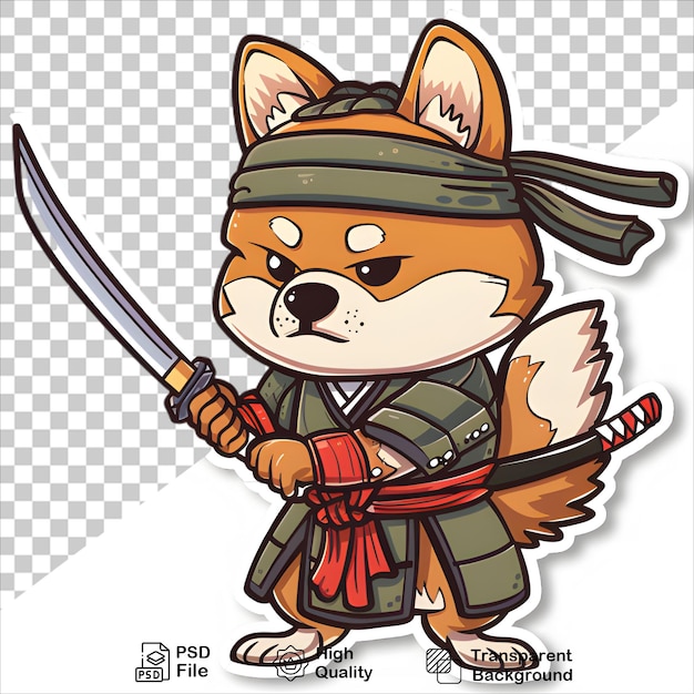 PSD animated dog knight with sword with transparent background