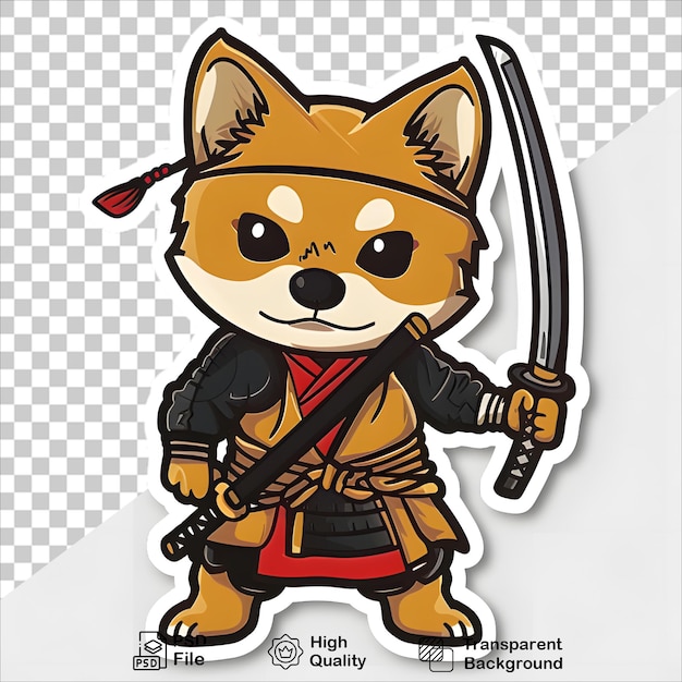 PSD animated dog knight with sword with transparent background