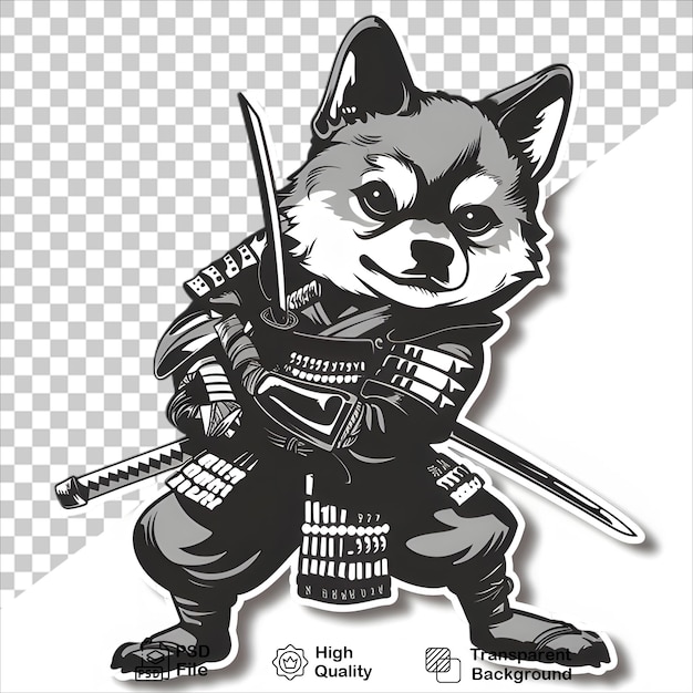 PSD animated dog knight with sword with transparent background