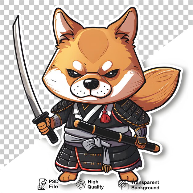 PSD animated dog knight with sword with transparent background