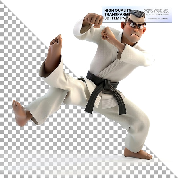 PSD animated martial artist a 3d animated martial artist on transparent background