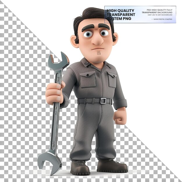 Animated Mechanic A 3D Animated Mechanic on Transparent Background