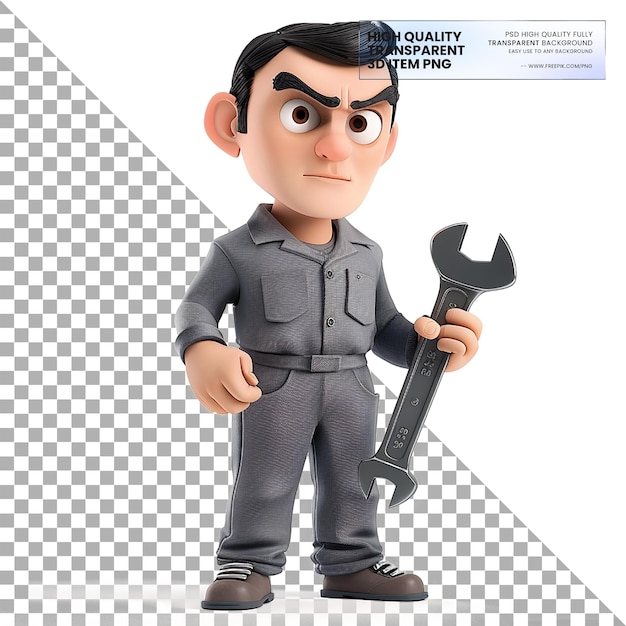 Animated Mechanic A 3D Animated Mechanic on Transparent Background