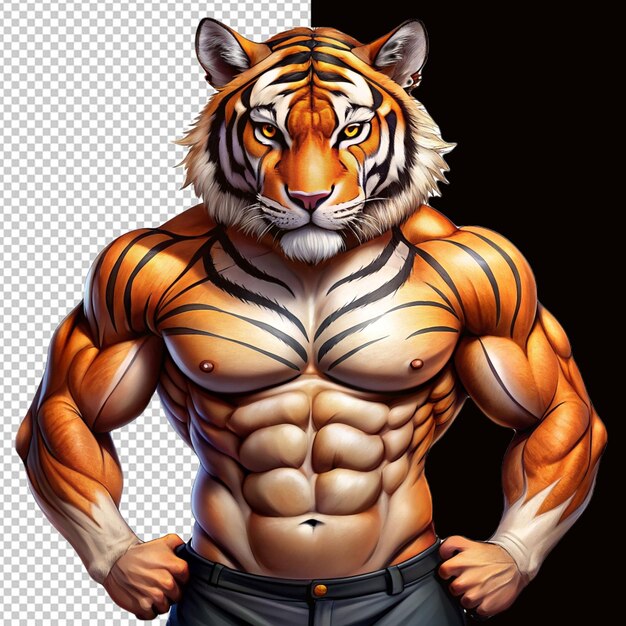 PSD anime body builder tiger