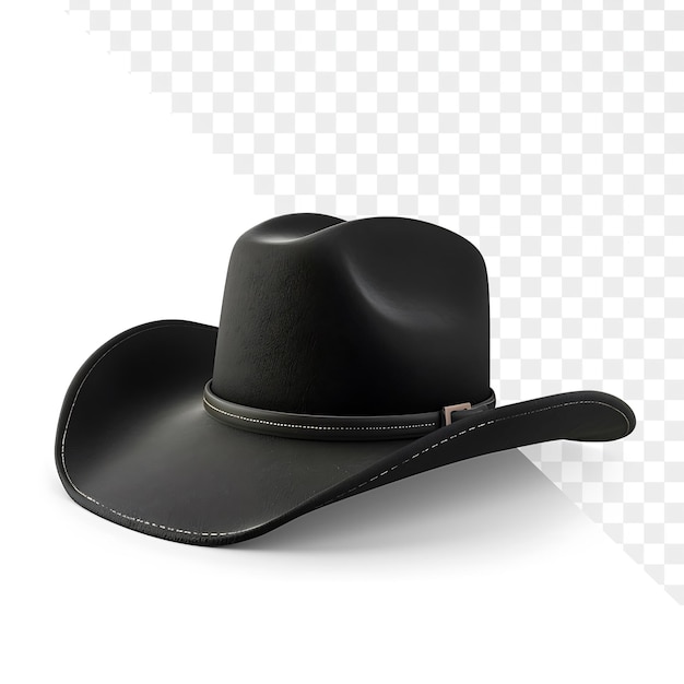 Anime Style Black Cowboy Hat Isolated on White Background