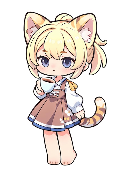 Anime style cute cat girl