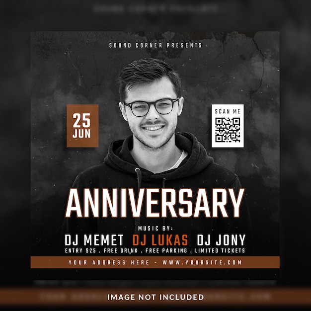 Anniversary flyer social media post and banner template