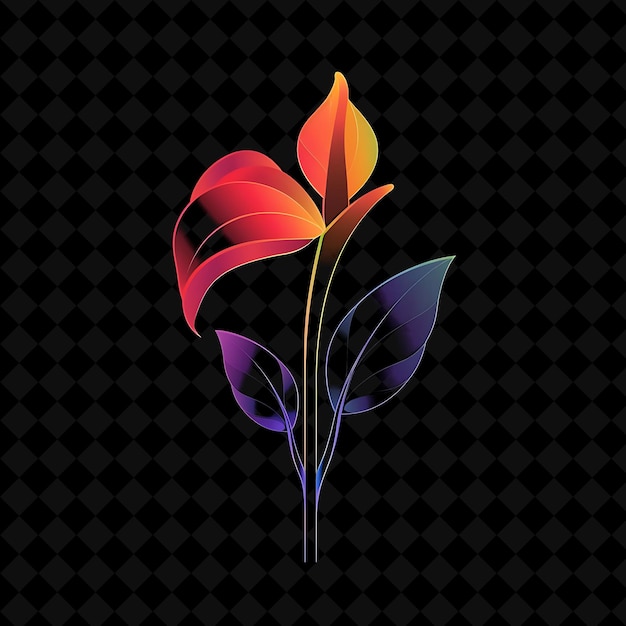 PSD anthurium with parrot silhouettes and simplified motifs with creative illustration vector design