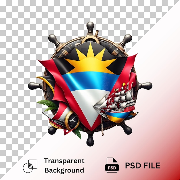 PSD antigua and barbuda flag isolated on transparent background