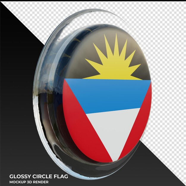 Antigua and Barbuda0003 Realistic 3d textured glossy circle flag