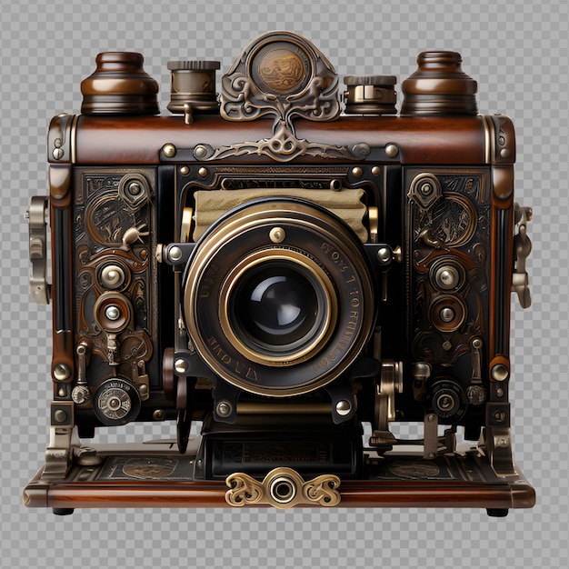 antique camera isolated on transparent background vintage old camera png generative ai