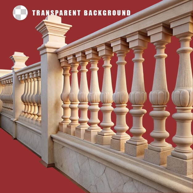 PSD antique columns set figured pillars balustrade on transparent background