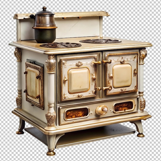 antique kitchen stove on transparent background