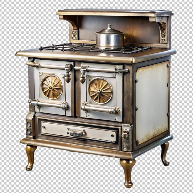 antique kitchen stove on transparent background