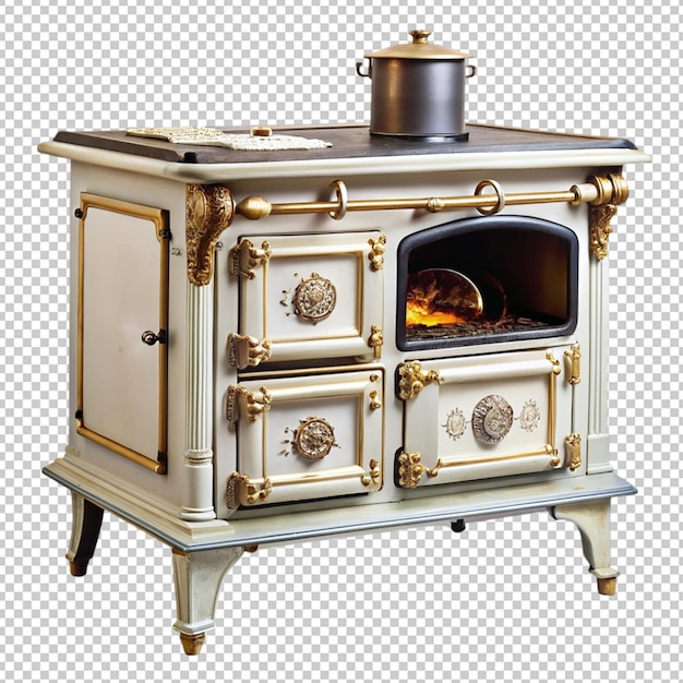 PSD antique kitchen stove on transparent background