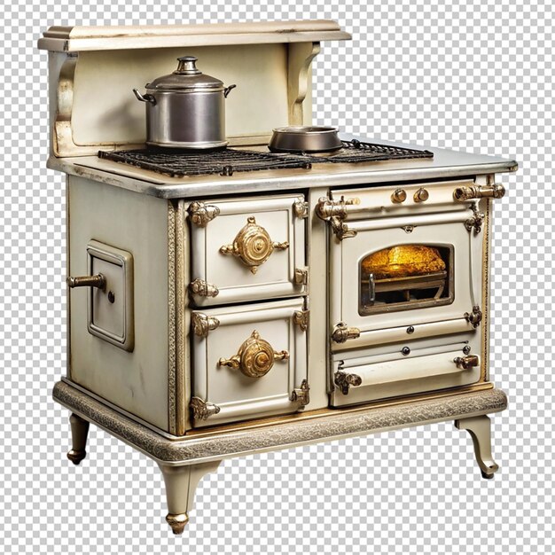 PSD antique kitchen stove on transparent background