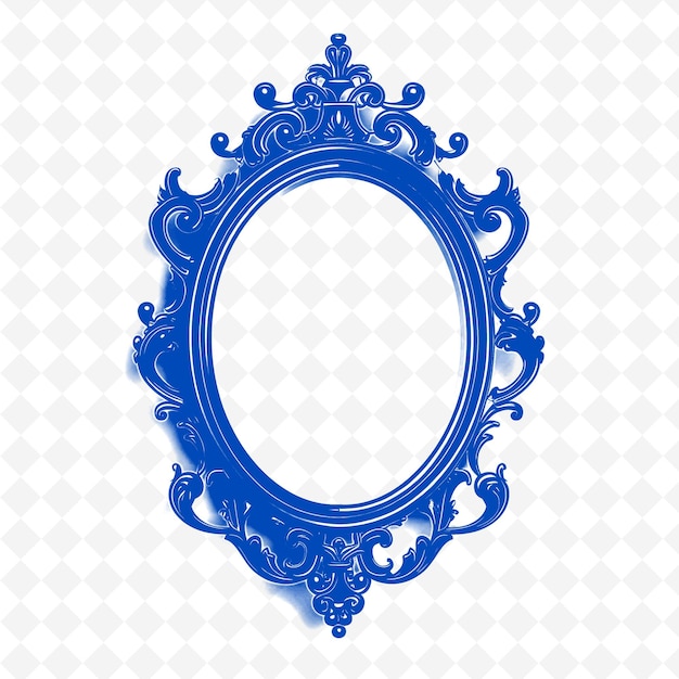 Antique Mirror With Ornate Frame and Black and White Color S PNG Outline Flat Illustration Designs