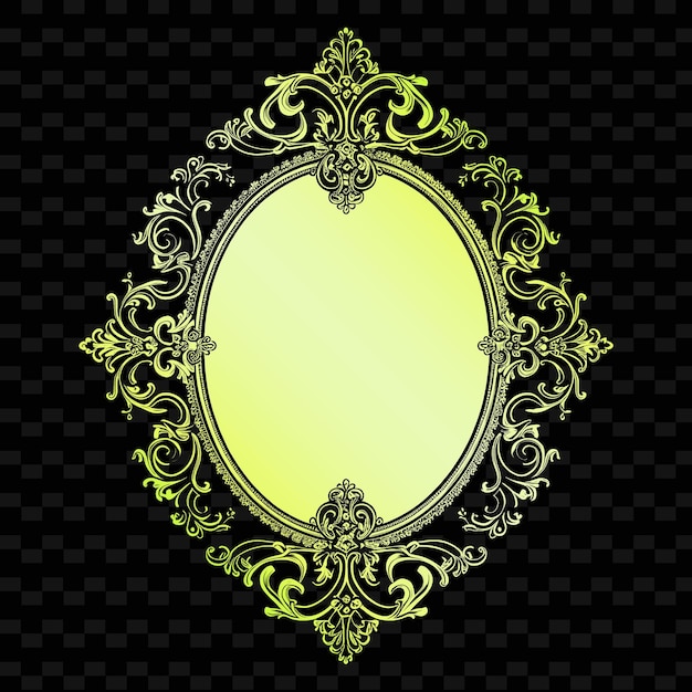 PSD antique mirror with ornate gold frame and delicate lace deta png outline flat illustration designs