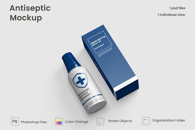 Antiseptic Dropper Bottle Mockup Premium Psd